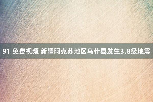 91 免费视频 新疆阿克苏地区乌什县发生3.8级地震