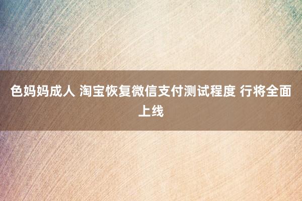 色妈妈成人 淘宝恢复微信支付测试程度 行将全面上线